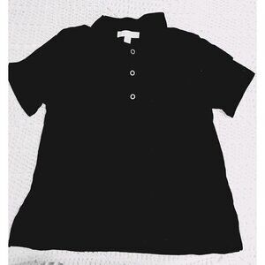 MICHAEL Michael Kors Women's L Black Snap Closure Classic Polo Short Sleeve